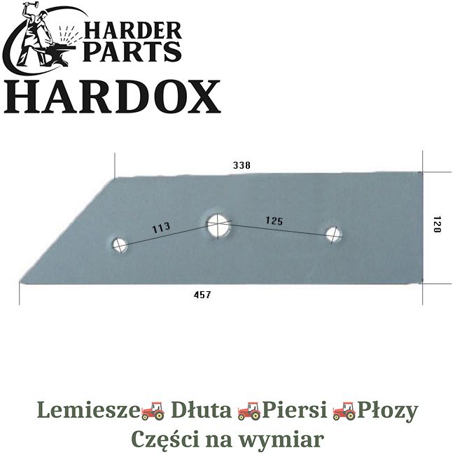 Płoza krótka Overum HARDOX 84239/P części do pługa 2Xlepsze niż Borowe