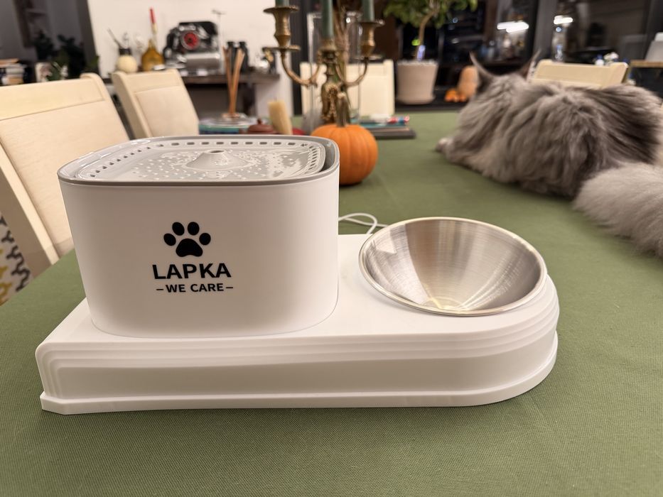 Питний фонтан поїлка з мискою Lapka 2в1 для котів
