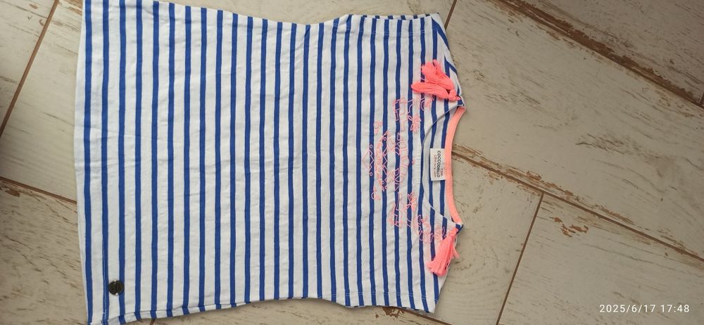 T-Shirt niebieskie paski Coccodrillo 122/128 dziewczynka bdb