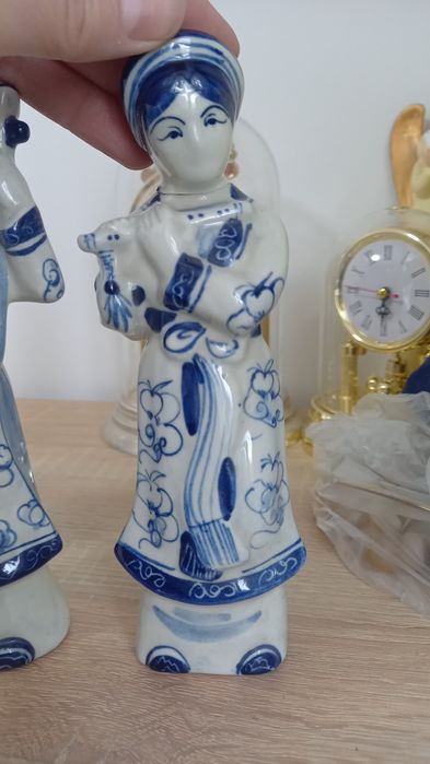 Figurki chińskie porcelanowe mędrcy grajek vintage Zestaw 4 figurek