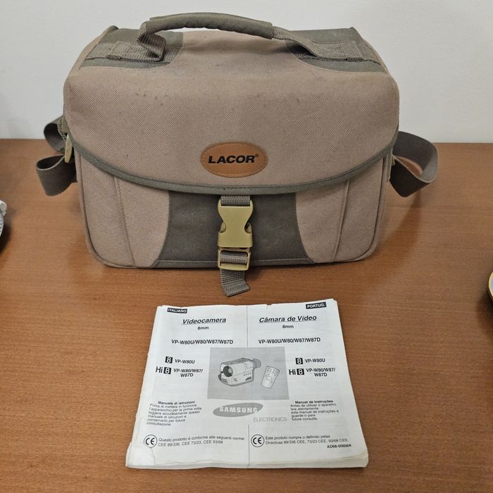 Samsung VP-W87 Hi8 + 7 cassetes Sony + mala de transporte + comando + cabos + manual