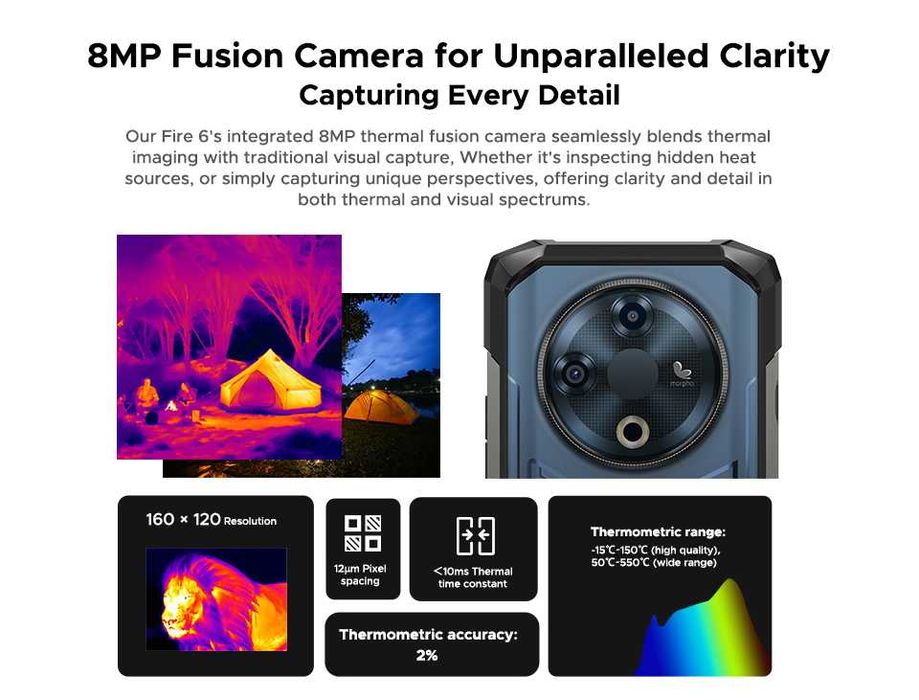 DOOGEE Fire 6, 16/256Gb, 50/8/тепловизор/8Mp, 10400мАч, 6,56" IP68/69К