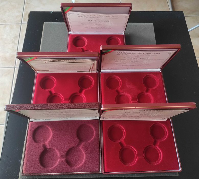 5 Estojos Moedas PROOF Descobrimentos Vazios