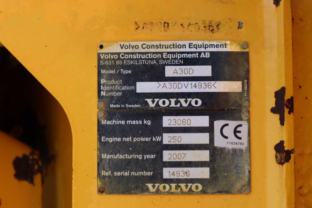 Volvo A30D 2007 Dumper Articulado