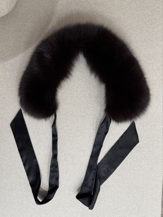 Naturalne futro lis czekoladowy brązowy kołnierz szal vintage