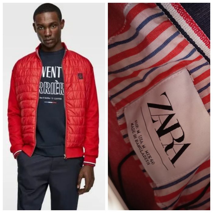 ZARA M jaskrawa czerwona kurtka pikowana