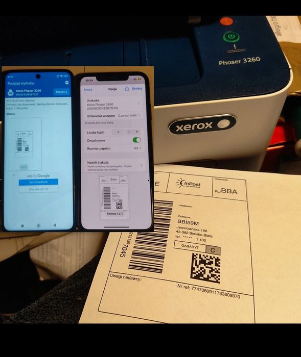 iPhone Win11 MacBook iOS WiFi Android win11 drukarka laserowa Xerox Phaser 3260 duplex