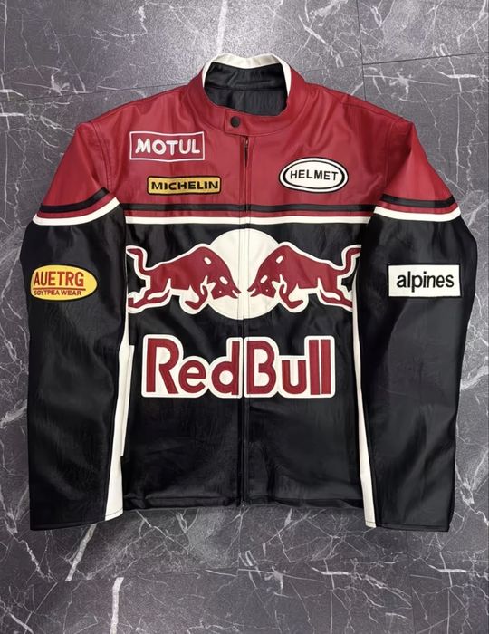 Щкіряна мото куртка red bul кожаная куртка ред бул чоловіча весняна