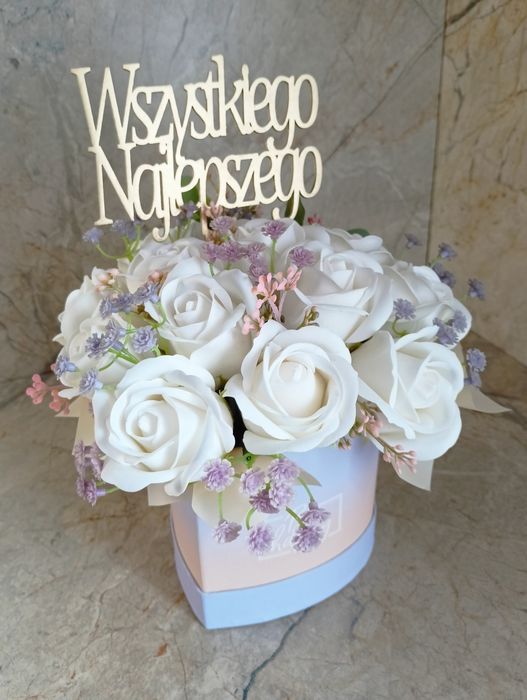 Flower box kwiaty mydlane prezent
