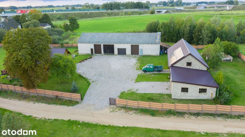 Siedlisko, dom 136m2 z bala, budynki, blisko miasta, 1,2ha.