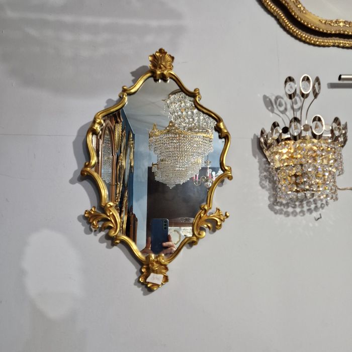 Piękne stylowe lustro w mosiężnej ramie nr 7