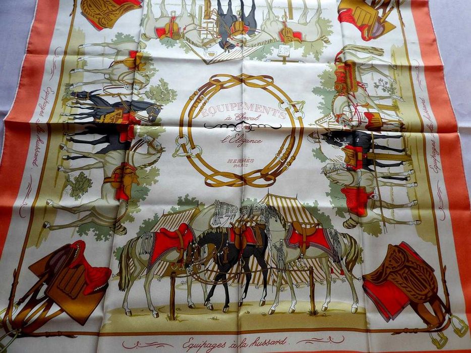 Apaszka twill silk Hermes "  Equipements a Cheval sur l'Elegance "