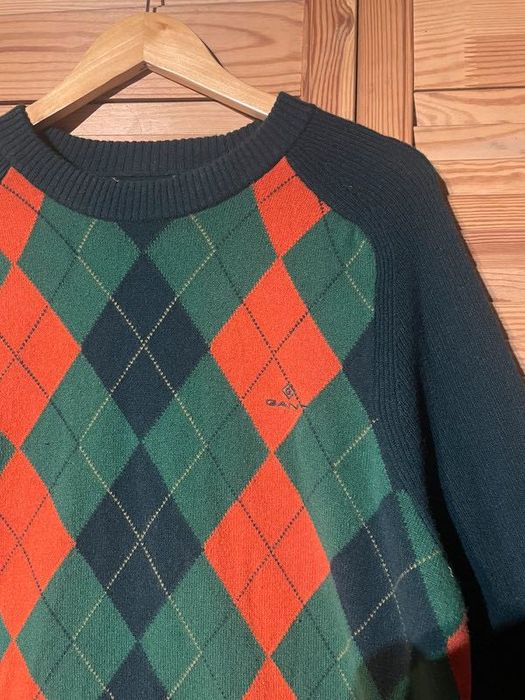 Sweter w romby Gant L wełna jagnięca kujonek wełniany wysoka jakość L