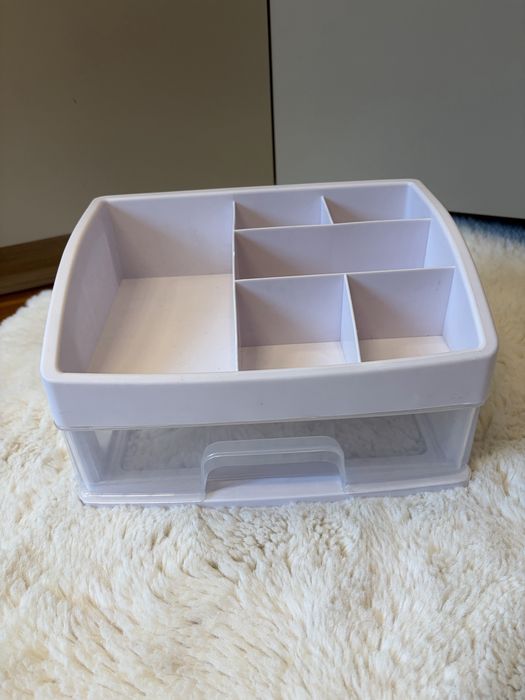 Plastikowy organizer na kosmetyki różowy organizer z szufladką pudełko na kosmetyki duży organizer kosmetyczny
