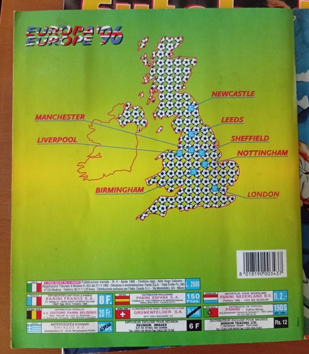 Caderneta Panini Euro 96 completa - Edição V. INDE ITALY - Como Nova