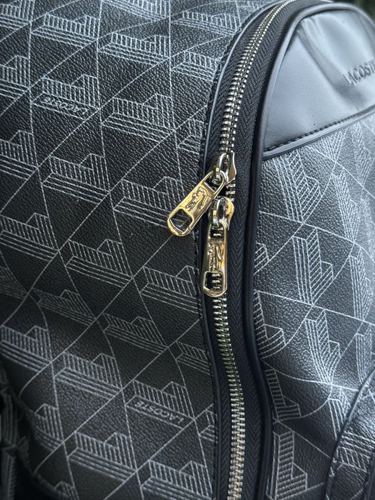 Рюкзак Lacoste monogram черный мужской портфель Лакост шкіряний