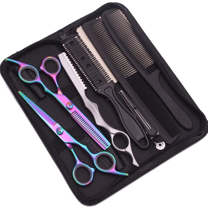 Conjunto De Tesouras De Barbeiro, Tesoura De Afiar, Tesoura De Mes, Tesoura De Cortar Cabelo, Acessório De Estilagem De Cabelo, , Para Homens, Mul