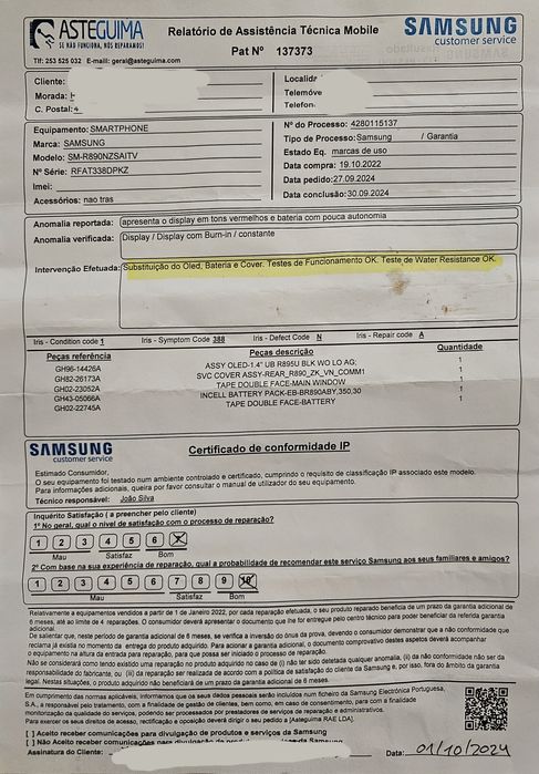 Galaxy Watch 4 Classic 46mm (bateria e ecrã novos)