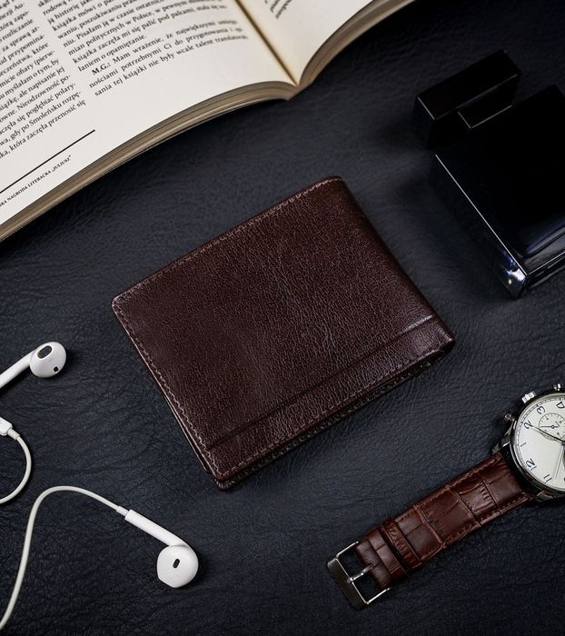 skórzany portfel męski z ochroną kart rfid protect - rovicky