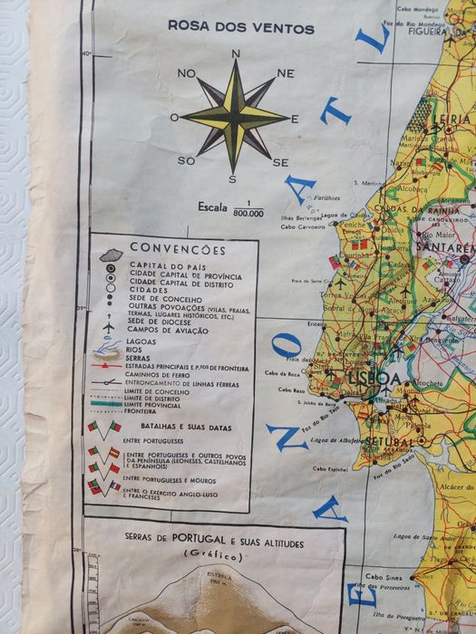 Mapa Portugal Continental J.R SILVA - Antigo Década 50/60