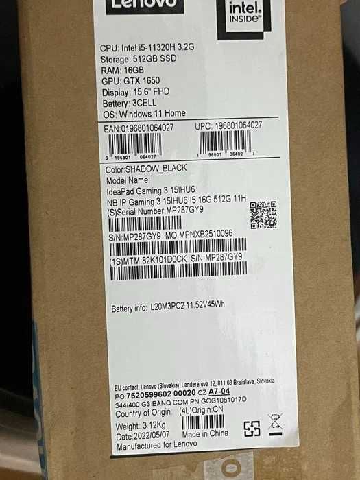 Lenovo IdeaPad Gaming 3 15IHU6