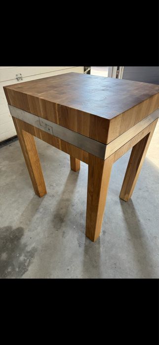 Kloc masarski z litego dębu + stal nierdzewna 6 mm | solidny