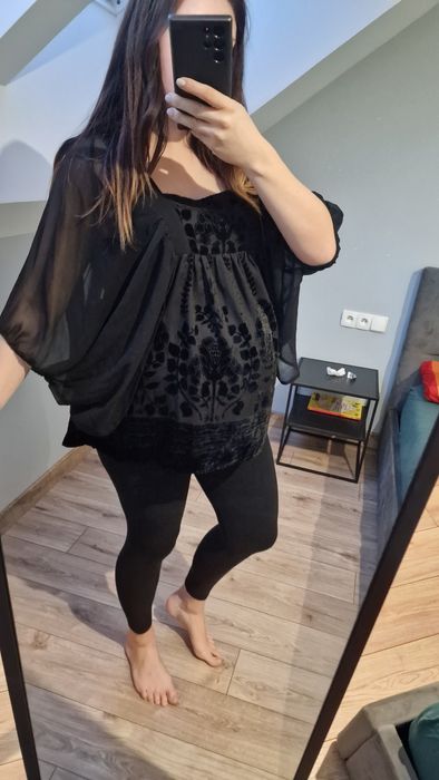 Elegancka ciążowa bluzka welur szyfonowa ciążowa koszula h&m