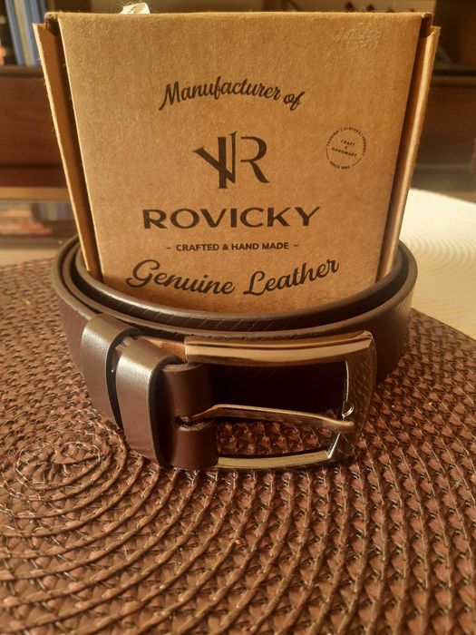 Pasek męski ciemny brązowy, bardzo elegancki!