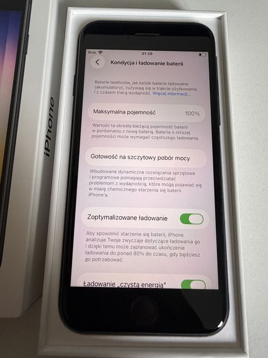 @ Bateria 100% iPhone SE 2022 128gb Midnight Idealny