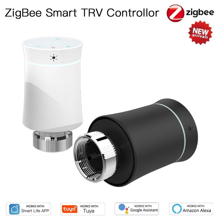 Чорний Розумний терморегулятор Tuya Smart TRV Controll WiFi  ZigBee