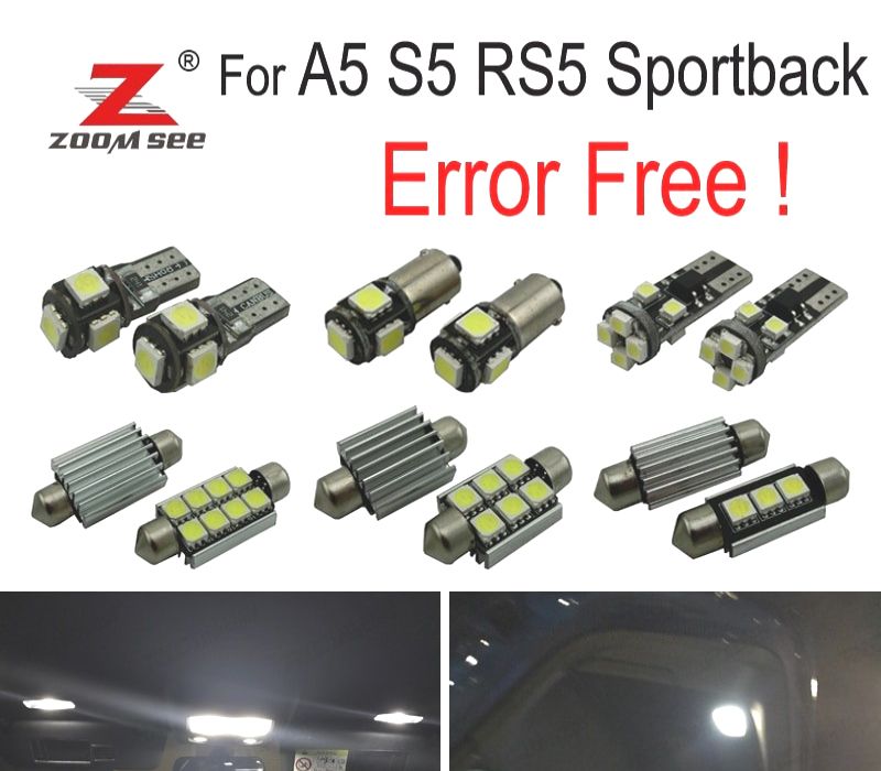 KIT COMPLETO DE 20 LÂMPADAS LED INTERIOR AUDI A5 S5 RS5 SPORTBACK 09-15