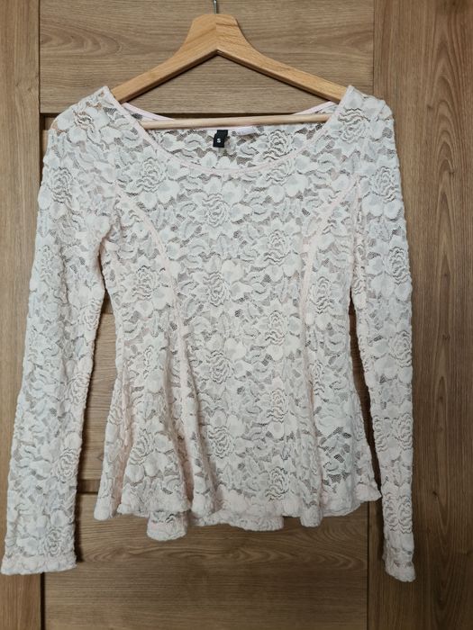 koronkowa bluzka z baskinką, H&M, S