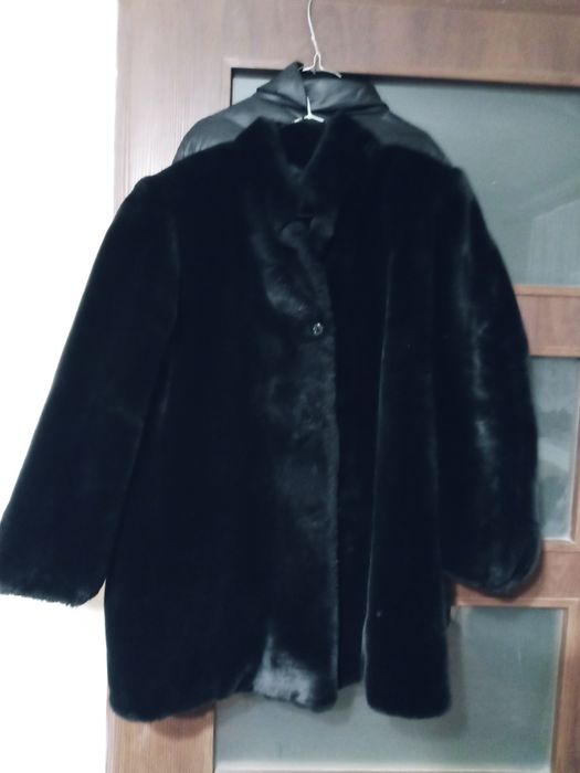 Futro czarne damskie sztuczne XL proste