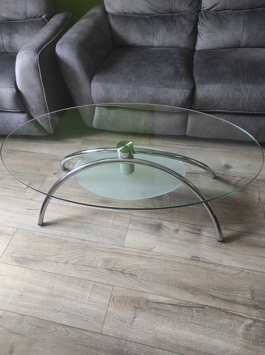 Ława szklana owalna