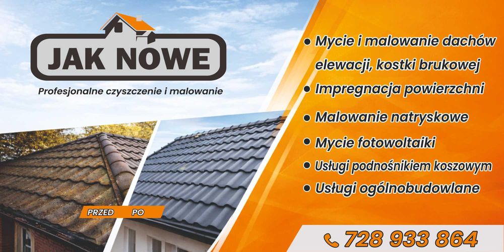 Mycie i malowanie dachow, kostki brukowej, malowanie elewacji
