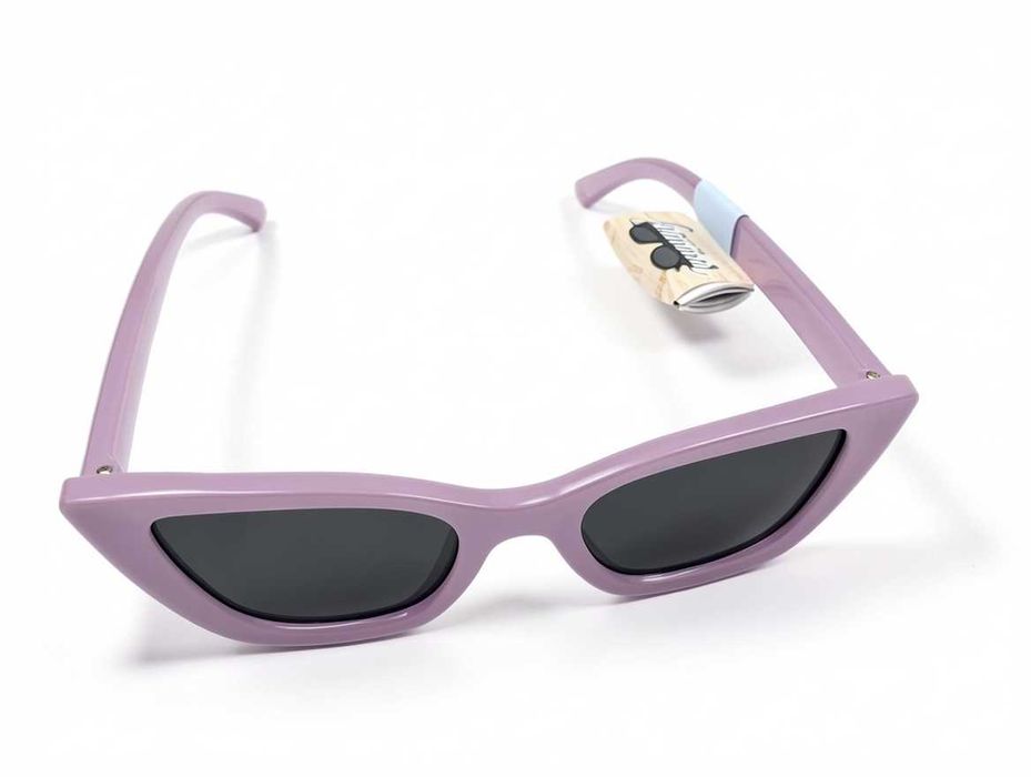 C046 Okulary Przeciwsłoneczne Damskie Cat Eye Kocie Oczy Jasny Fiolet Lawendowe Stylowe UV Retro Vintage Lato