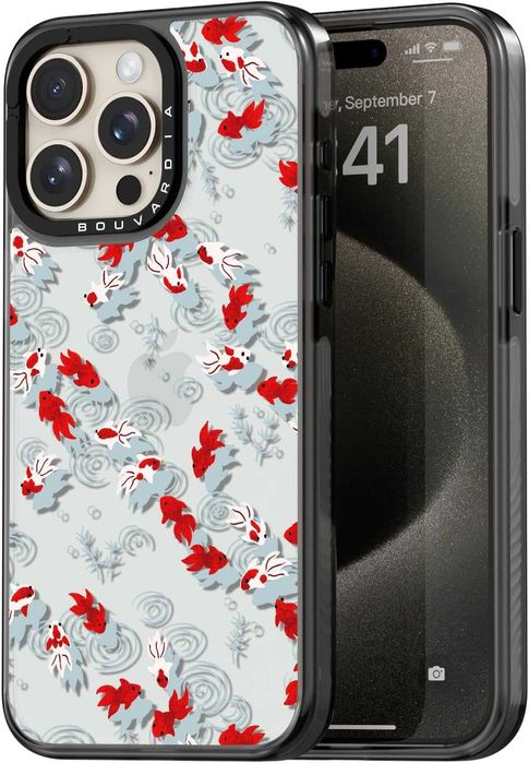 Etui Bouvardia do iPhone 15 Pro Max – Wzór Czarnej Złotej Ryby