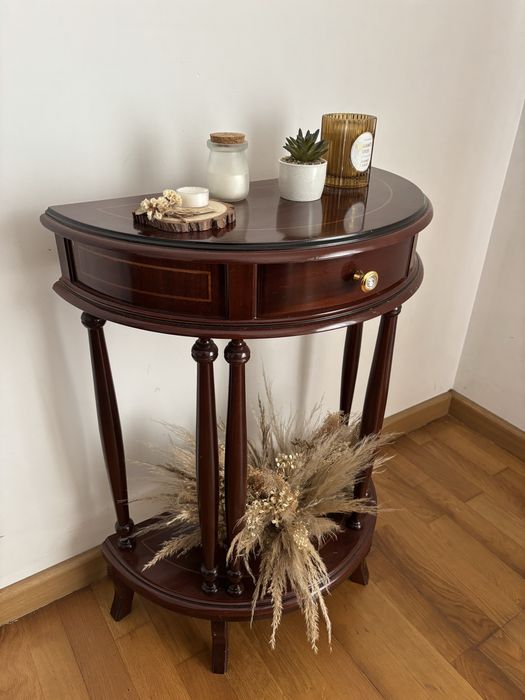 Consola clássica em madeira com gaveta – mesa de entrada elegante