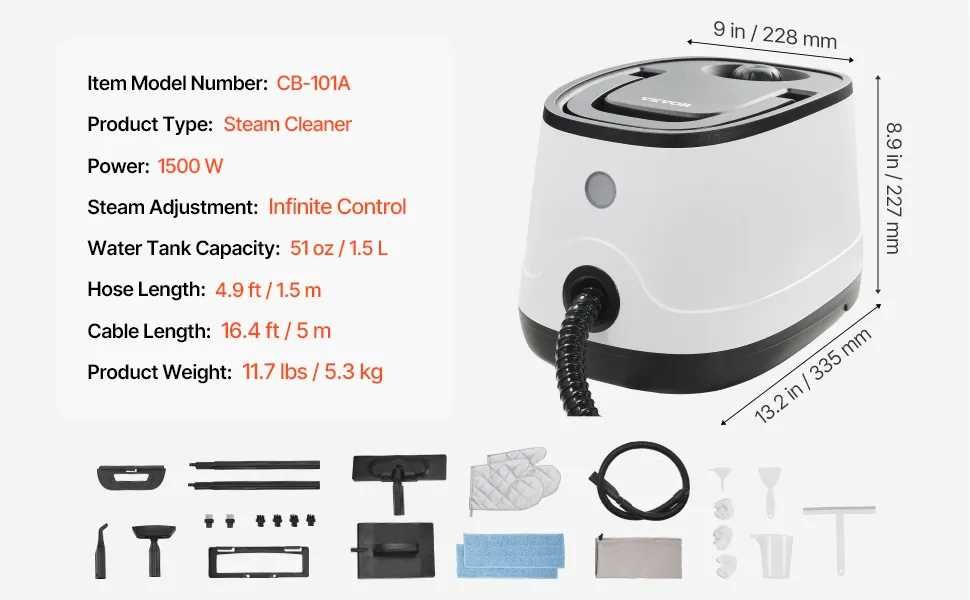 Aspirador Limpeza a Vapor Multifuncional, VEVOR