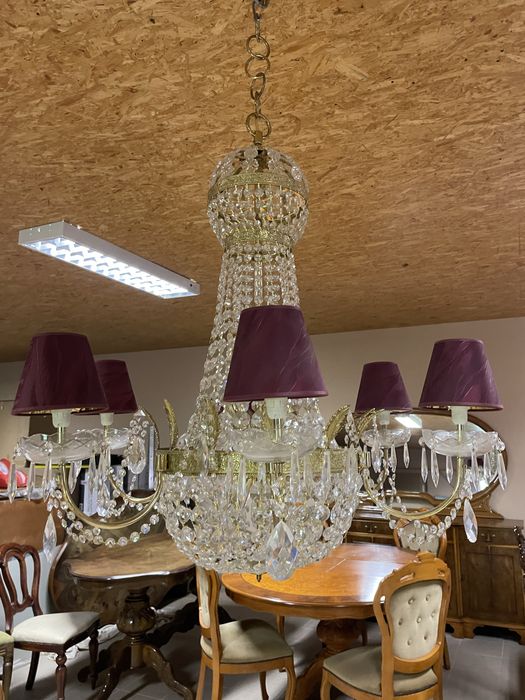 Przepiekny Żyrandol (dostepne 2) Kryształowy Mosiężny Kinkiety Cudo