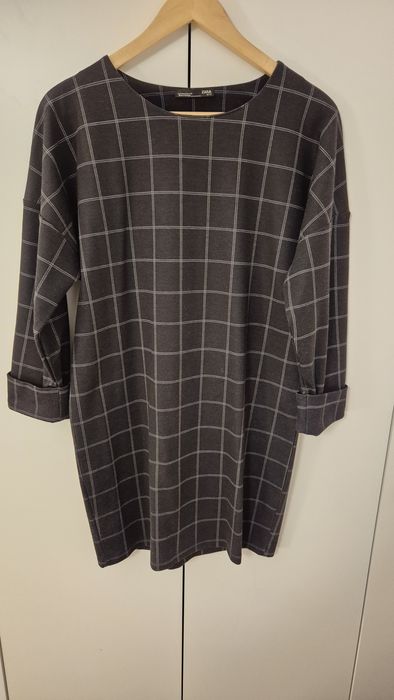 Zara Sukienka czarna w delikatna kratkę oversize
