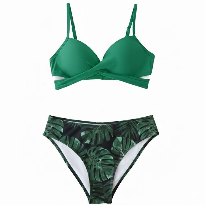 CUPSHE bikini damskie kwiatowe zielone regulowane S