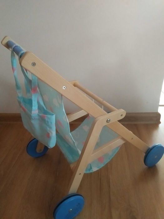 Wózek drewniany dla lalek ELEFUN. Spacerówka dla lalek.