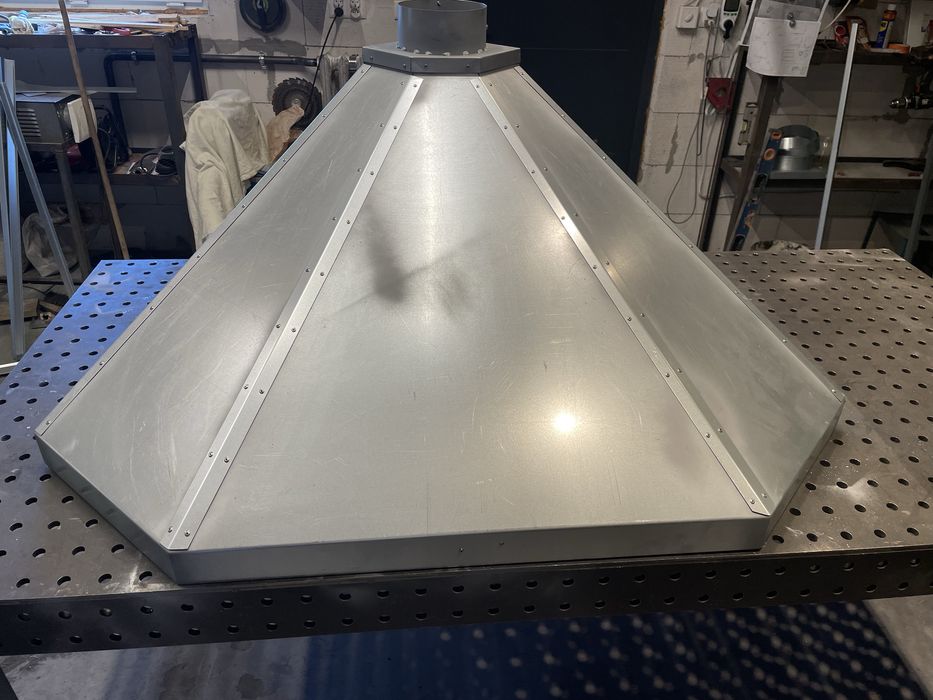 Okap przemyslowy blacha ocynk, nierdzewka, 1.4509