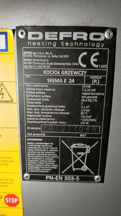 Piec kocioł na ekogroszek Defro Sigma 5 klasa 2018 wysyłka