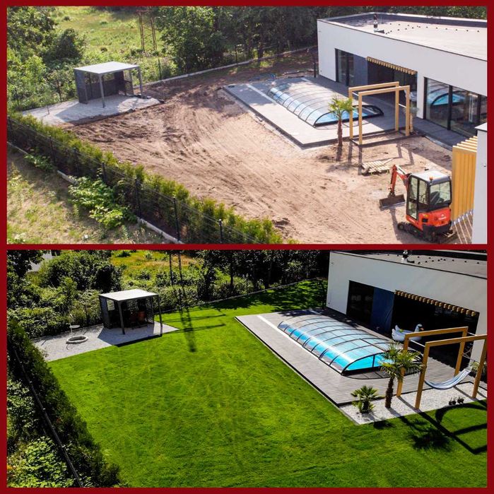 Usługi ogrodnicze - Projekt, Wykonawstwo, Trawnik z rolki, Nawadnianie