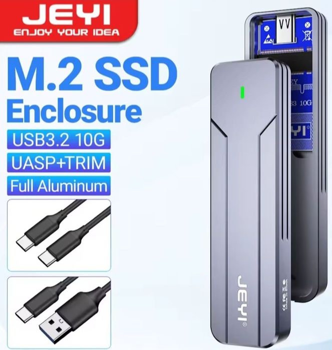 (НОВЫЙ) Внешний адаптер кейс JEYI i9 SSD М.2 NVME USВ 3.2 Gen2 10Gbps