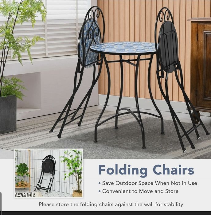 Dwa krzesła ogrodowe składane mozaikowe