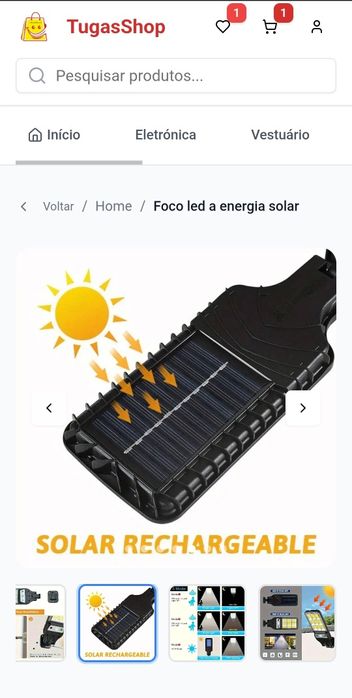 Foco led solar  com sensor de luz