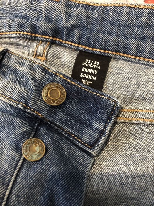 Чоловічі джинси H&M 33/30 нові (скіні, синій денім, розмір M)